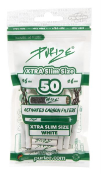PURIZE Aktivkohlefilter XTRA Slim ø 5,9mm 50er Packung Weiß